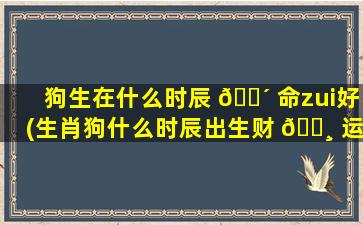 狗生在什么时辰 🌴 命zui
好(生肖狗什么时辰出生财 🌸 运zui
旺)